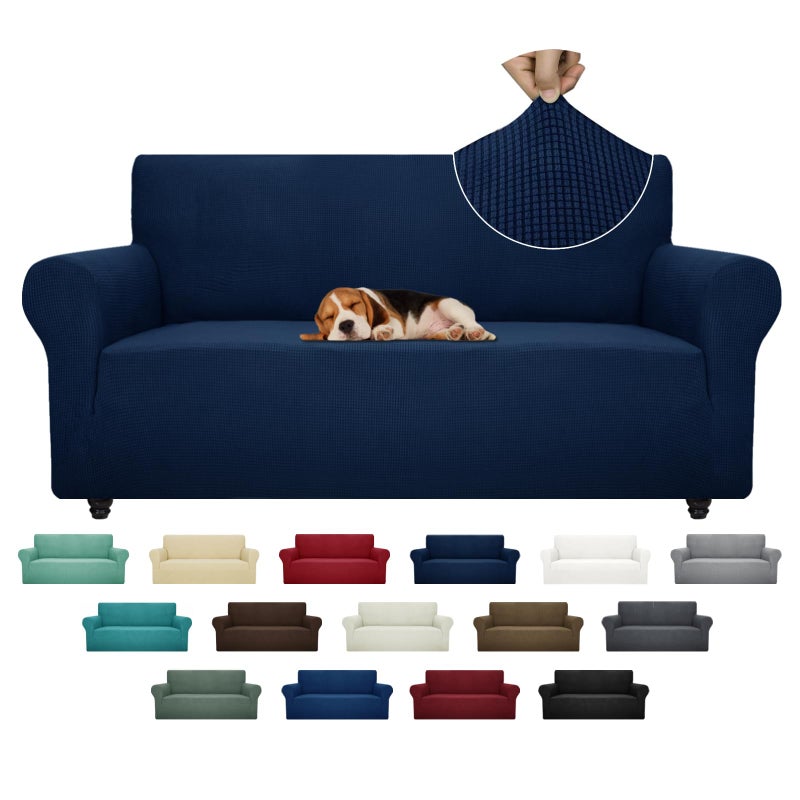 ZNSAYOTX Super Stretch Couch Cover (72"-92") Universal Sofa Covers with Elastic Bottom, Dog Cat Pets Friendly Washable Furniture Protector Fitted Sofa Slipcovers Stay in Place (Navy Blue, Sofa) - Image 1